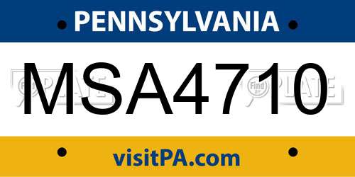 MSA4710 Pennsylvania License Plate