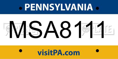 MSA8111 Pennsylvania License Plate