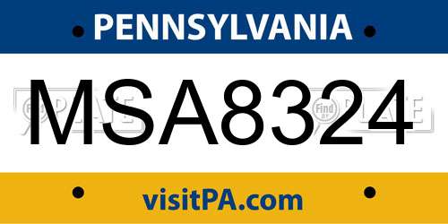 MSA8324 Pennsylvania License Plate