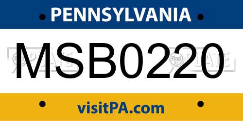 MSB0220 Pennsylvania License Plate