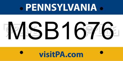 MSB1676 Pennsylvania License Plate