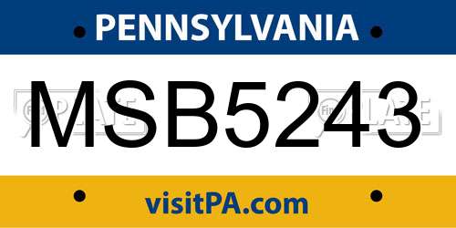 MSB5243 Pennsylvania License Plate