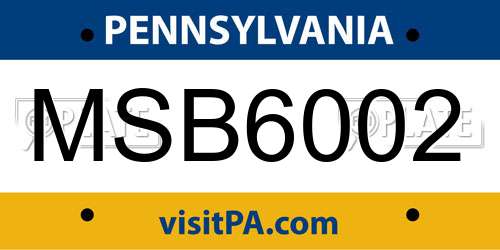MSB6002 Pennsylvania License Plate
