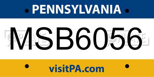 MSB6056 Pennsylvania License Plate