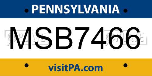 MSB7466 Pennsylvania License Plate