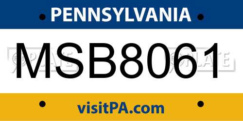 MSB8061 Pennsylvania License Plate