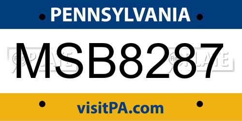 MSB8287 Pennsylvania License Plate