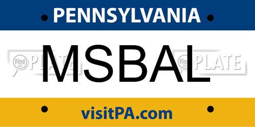 MSBAL Pennsylvania License Plate