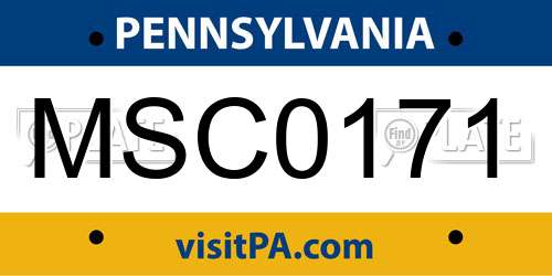 MSC0171 Pennsylvania License Plate