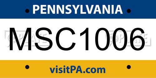 MSC1006 Pennsylvania License Plate