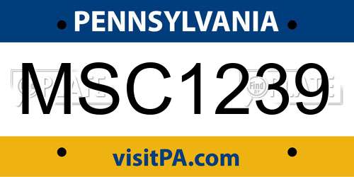 MSC1239 Pennsylvania License Plate