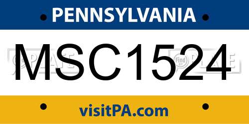 MSC1524 Pennsylvania License Plate