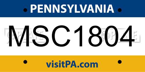 MSC1804 Pennsylvania License Plate