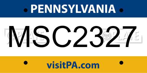 MSC2327 Pennsylvania License Plate
