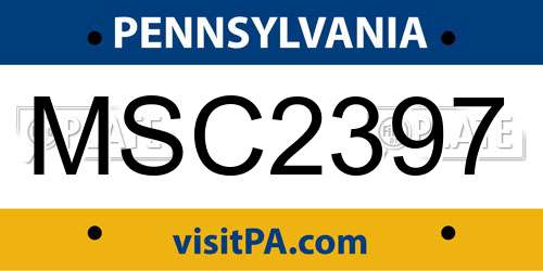 MSC2397 Pennsylvania License Plate