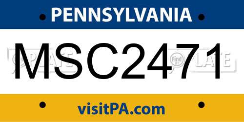MSC2471 Pennsylvania License Plate