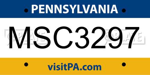 MSC3297 Pennsylvania License Plate
