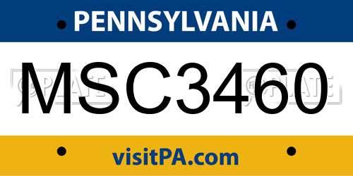 MSC3460 Pennsylvania License Plate
