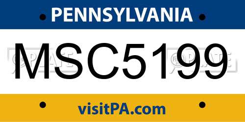 MSC5199 Pennsylvania License Plate