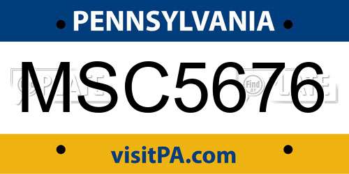 MSC5676 Pennsylvania License Plate