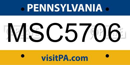 MSC5706 Pennsylvania License Plate