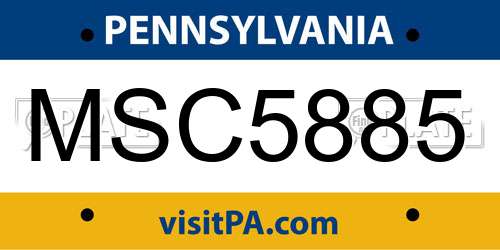 MSC5885 Pennsylvania License Plate