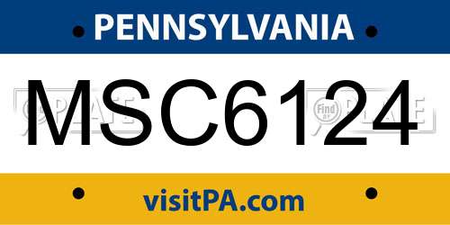 MSC6124 Pennsylvania License Plate