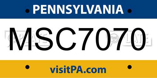 MSC7070 Pennsylvania License Plate