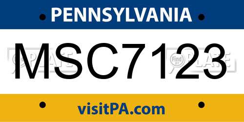 MSC7123 Pennsylvania License Plate