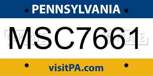 MSC7661 Pennsylvania License Plate