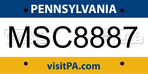 MSC8887 Pennsylvania License Plate