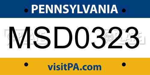 MSD0323 Pennsylvania License Plate