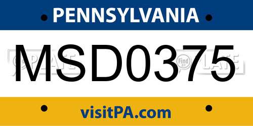 MSD0375 Pennsylvania License Plate
