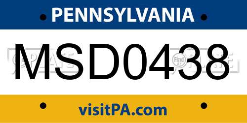 MSD0438 Pennsylvania License Plate