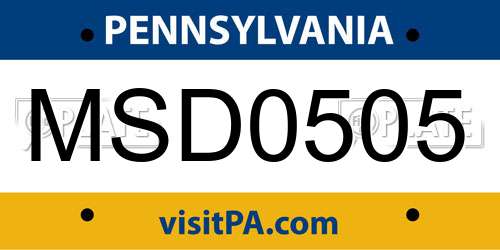 MSD0505 Pennsylvania License Plate