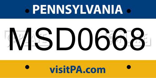 MSD0668 Pennsylvania License Plate