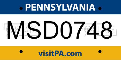 MSD0748 Pennsylvania License Plate