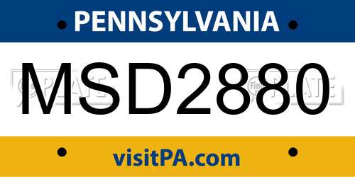 MSD2880 Pennsylvania License Plate