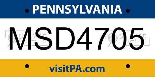MSD4705 Pennsylvania License Plate