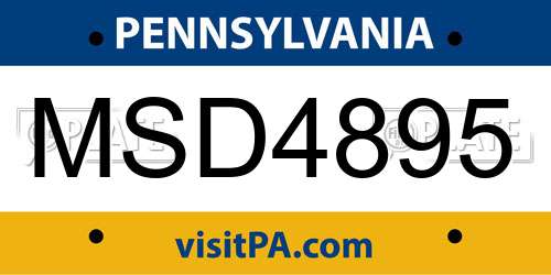 MSD4895 Pennsylvania License Plate