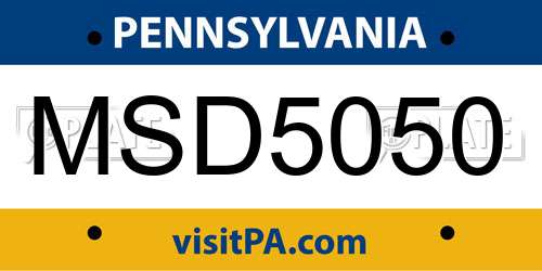 MSD5050 Pennsylvania License Plate