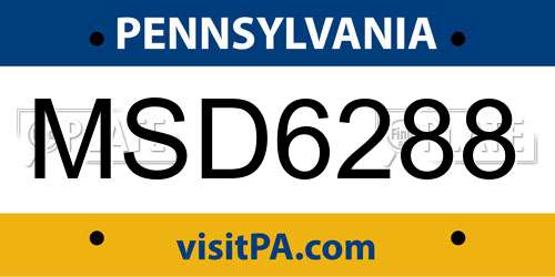 MSD6288 Pennsylvania License Plate