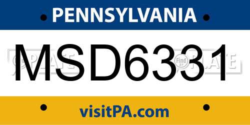 MSD6331 Pennsylvania License Plate