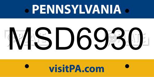 MSD6930 Pennsylvania License Plate