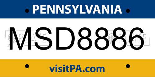 MSD8886 Pennsylvania License Plate