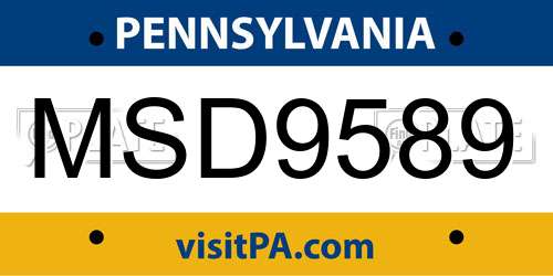 MSD9589 Pennsylvania License Plate