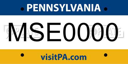 MSE0000 Pennsylvania License Plate