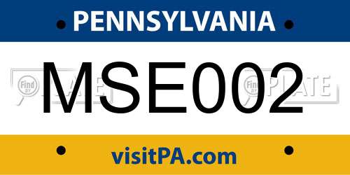 MSE002 Pennsylvania License Plate