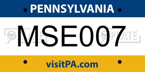 MSE007 Pennsylvania License Plate