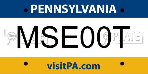 MSE00T Pennsylvania License Plate